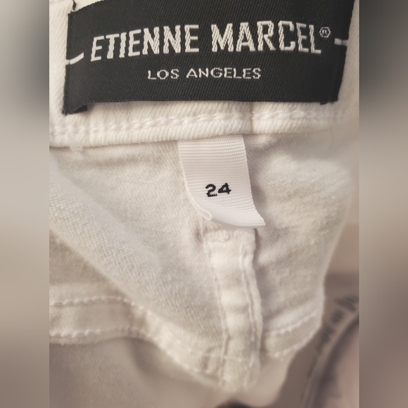 White Etienne Marcel Denim Jacket and Jeans both with Red Zipper - Picture 8 of 13